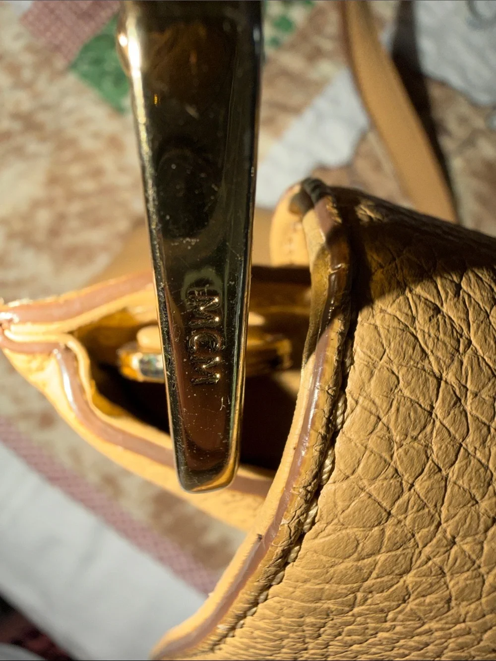 Women’s MCM Milla  Leather Top-Handle Satchel - Tan color.